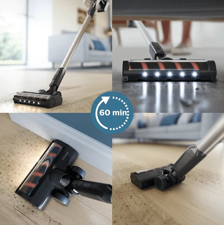 Philips 3000 Series XC3031/61 | Cordless Vacuum | LED Nozzle | 60 Min Runtime