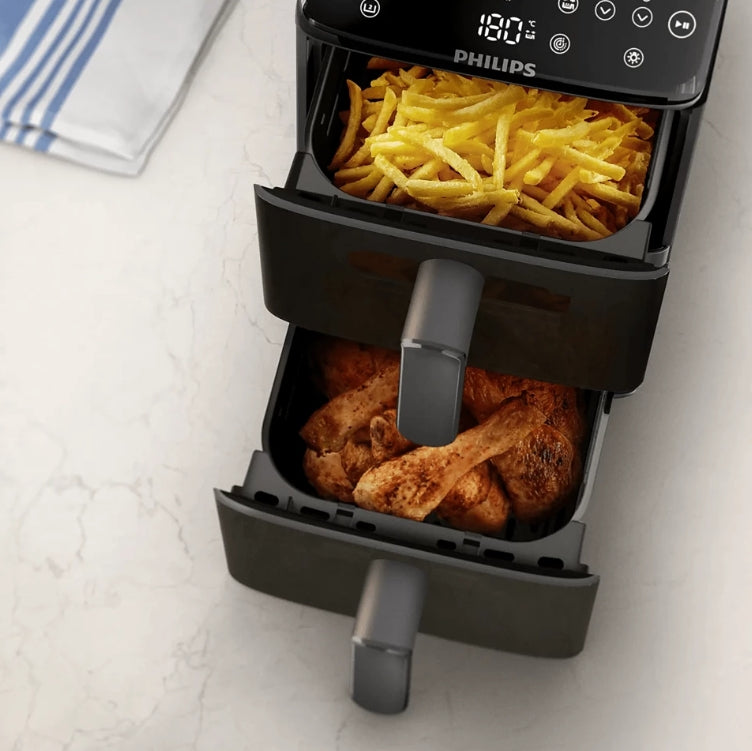 Philips 4000 Series NA460/09 | Dual Basket Airfryer | 10L | RapidAir | 45% Less Space