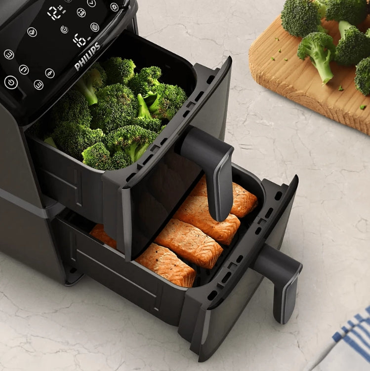 Philips 4000 Series NA460/09 | Dual Basket Airfryer | 10L | RapidAir | 45% Less Space